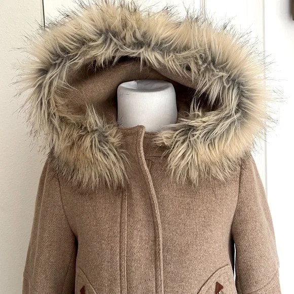 J. Crew Stadium Cloth Tan Wool Coat Jacket Womens Sz 8